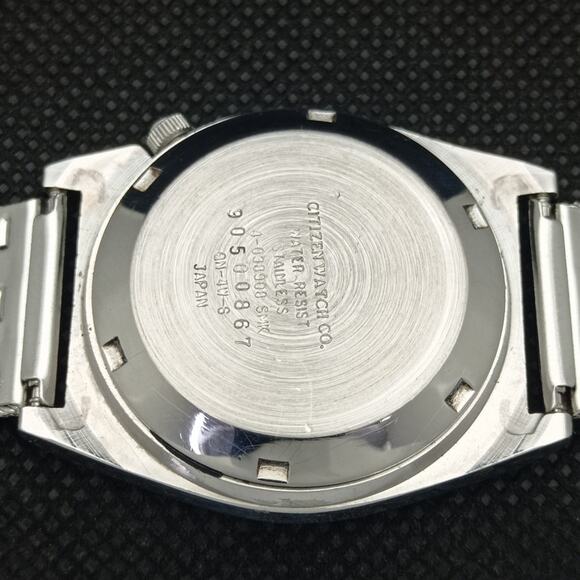 Vintage 1975 Citizen Automatic Mens Silver Watch W/daydate & Yellow accents - Picture 8 of 8